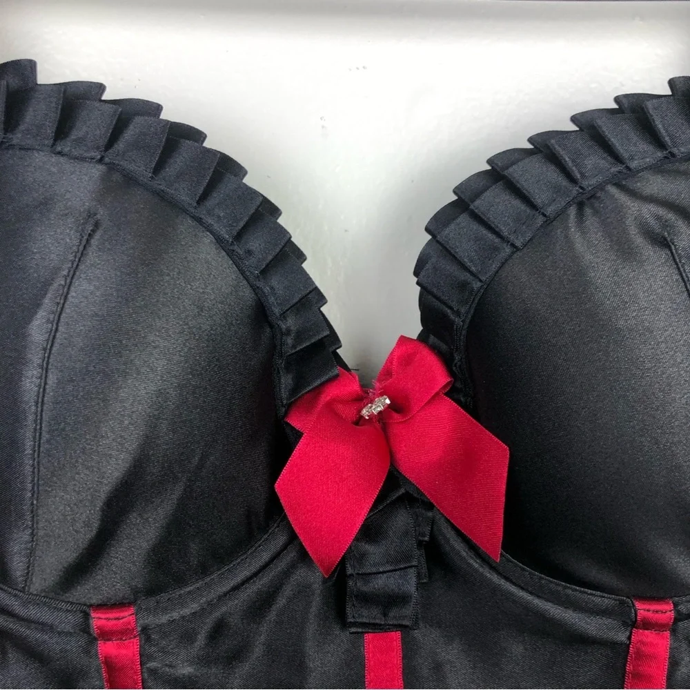 Fredericks Of Hollywood Black and Red Corset Top - Picture 2 of 7